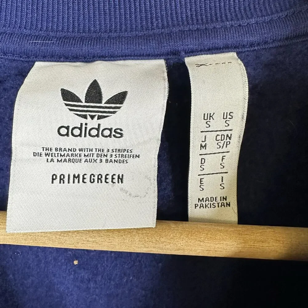 Adidas Mens size Small Adicolor Trefoil Essentials PrimeGreen Blue Sweatshirt